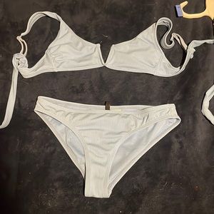 light blue two piece bathing suit